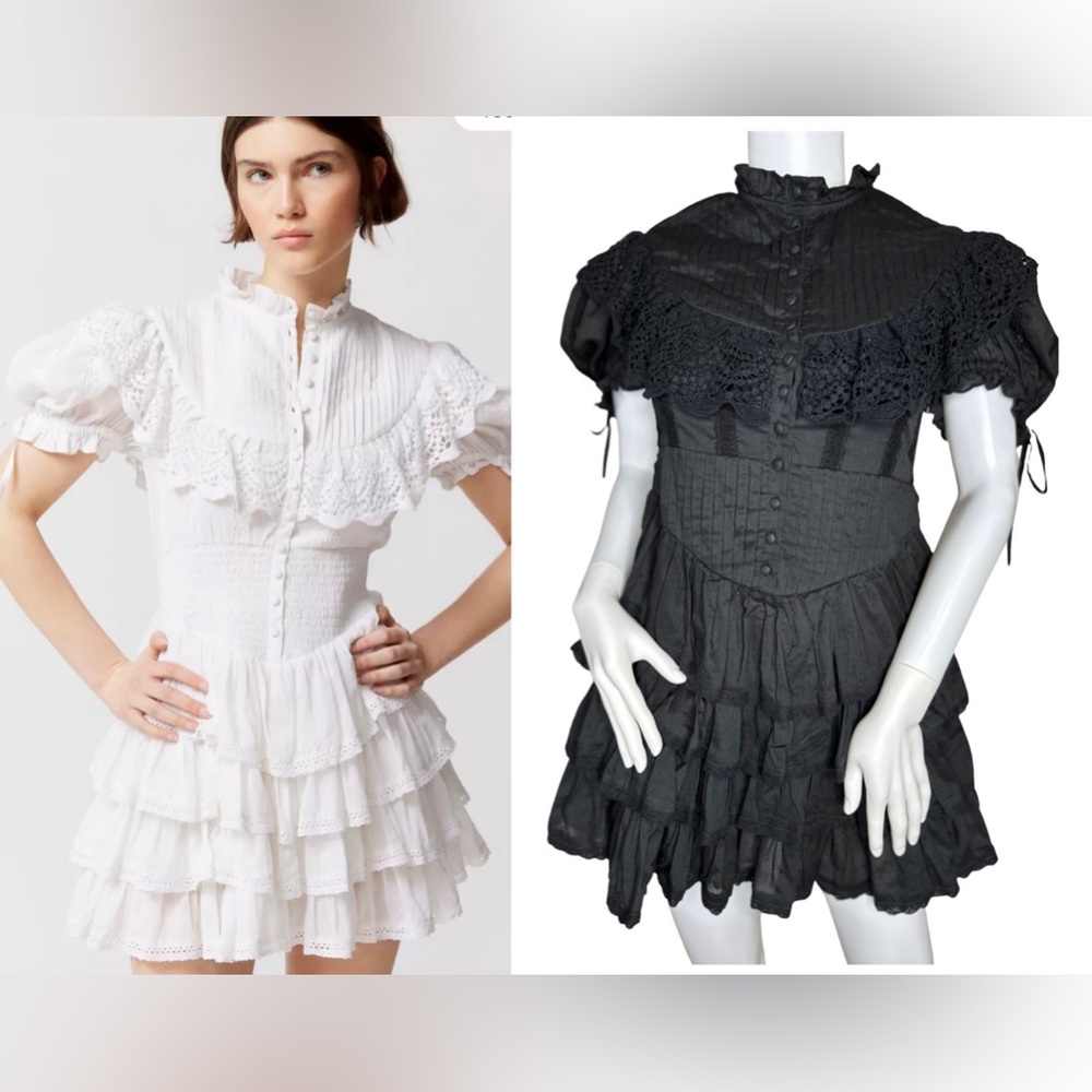 NEW Amy Jane London Black Greta Lace Tiered Gothic Victorian Mini Dress NWT
